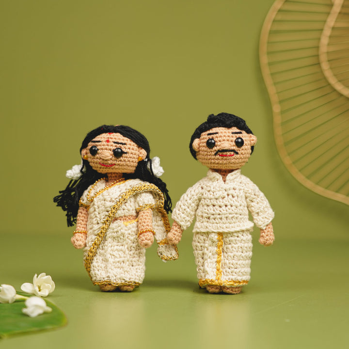 Photo Personalized Handmade Kerala Theme Crochet Cotton Replica Doll | Set Of 2