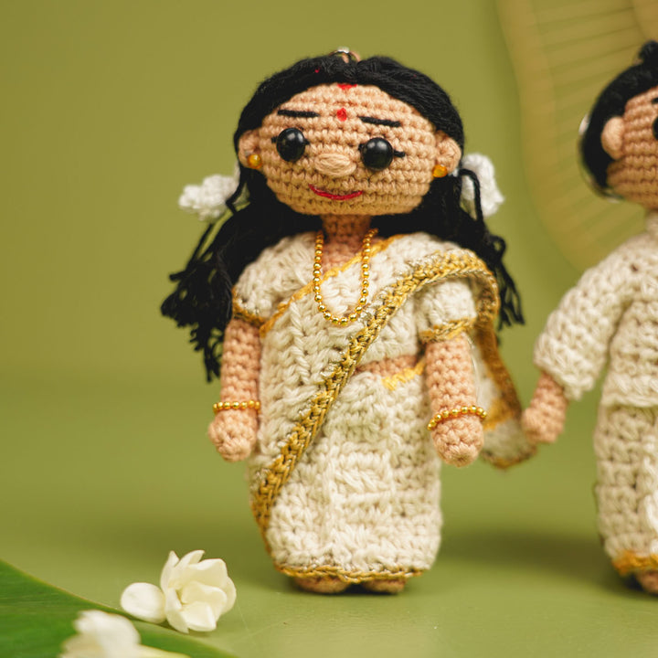 Photo Personalized Handmade Kerala Theme Crochet Cotton Replica Doll | Set Of 2