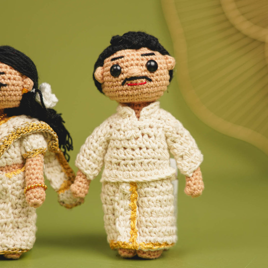 Photo Personalized Handmade Kerala Theme Crochet Cotton Replica Doll | Set Of 2