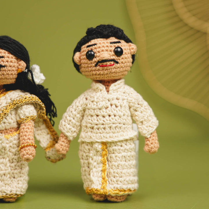 Photo Personalized Handmade Kerala Theme Crochet Cotton Replica Doll | Set Of 2