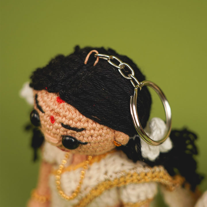 Photo Personalized Kerala Theme Crochet Cotton Replica Doll Keychain | Set Of 2