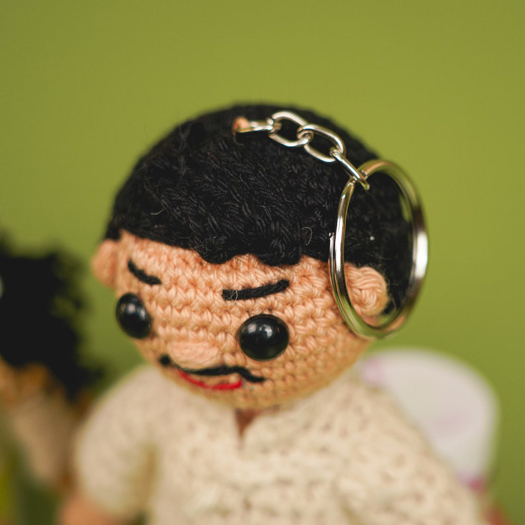 Photo Personalized Kerala Theme Crochet Cotton Replica Doll Keychain | Set Of 2
