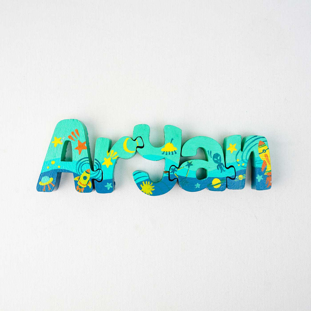 Hand Painted Wooden Jigsaw Name Blocks