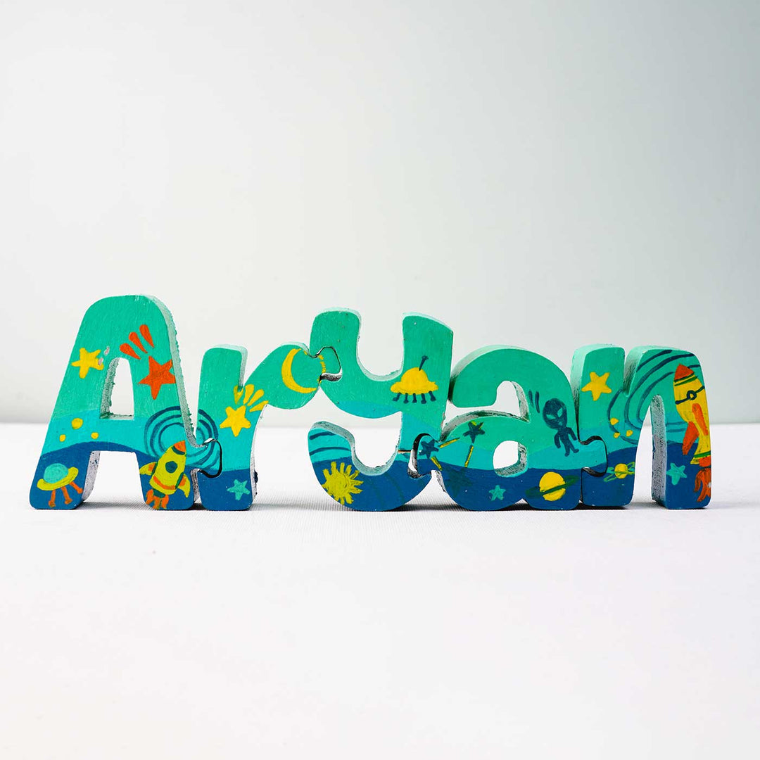 Hand Painted Wooden Jigsaw Name Blocks