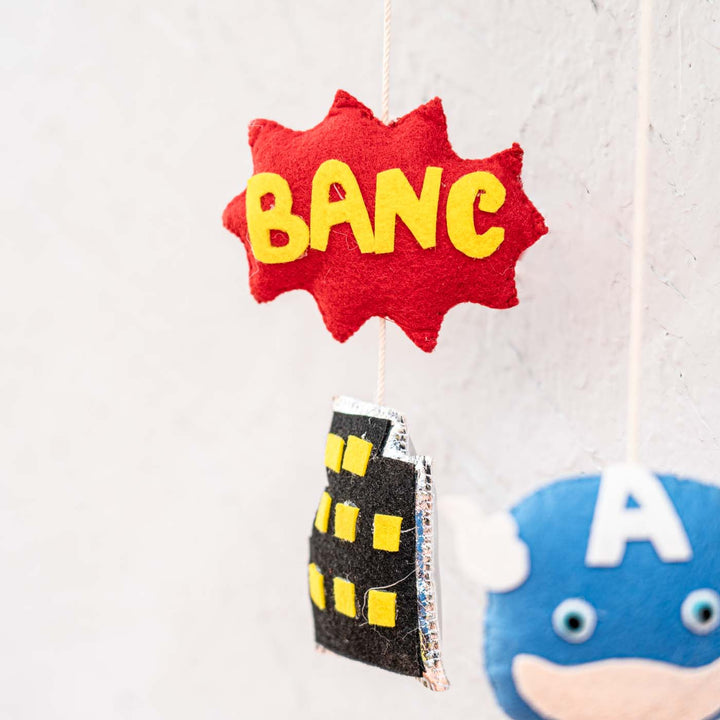 Handcrafted Personalized Superhero Cloud Theme Name Plate For Kids