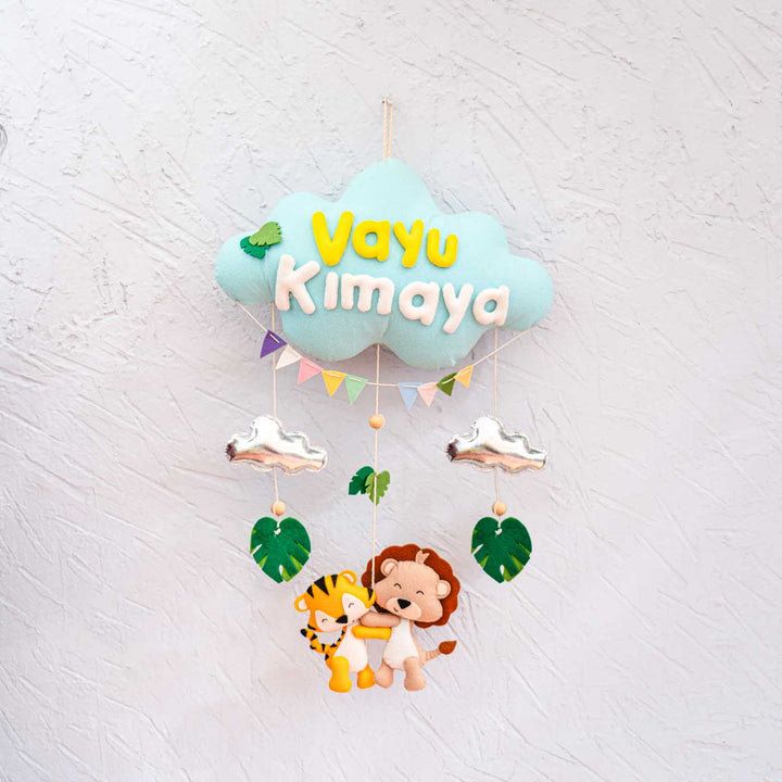 Handcrafted Personalized Dancing Doll Cloud Theme Name Plate For Kids