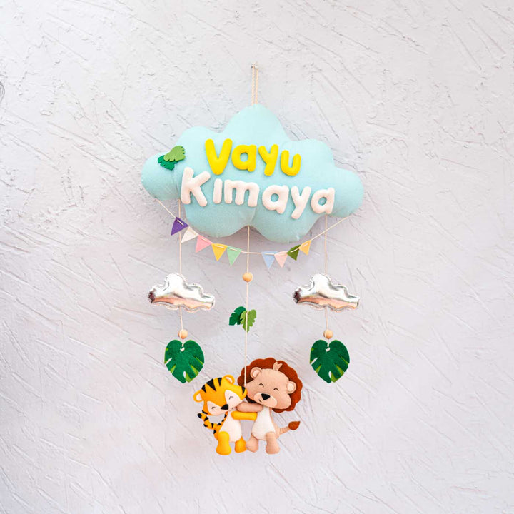 Handcrafted Personalized Animal Safari Cloud Theme Name Plate For Kids