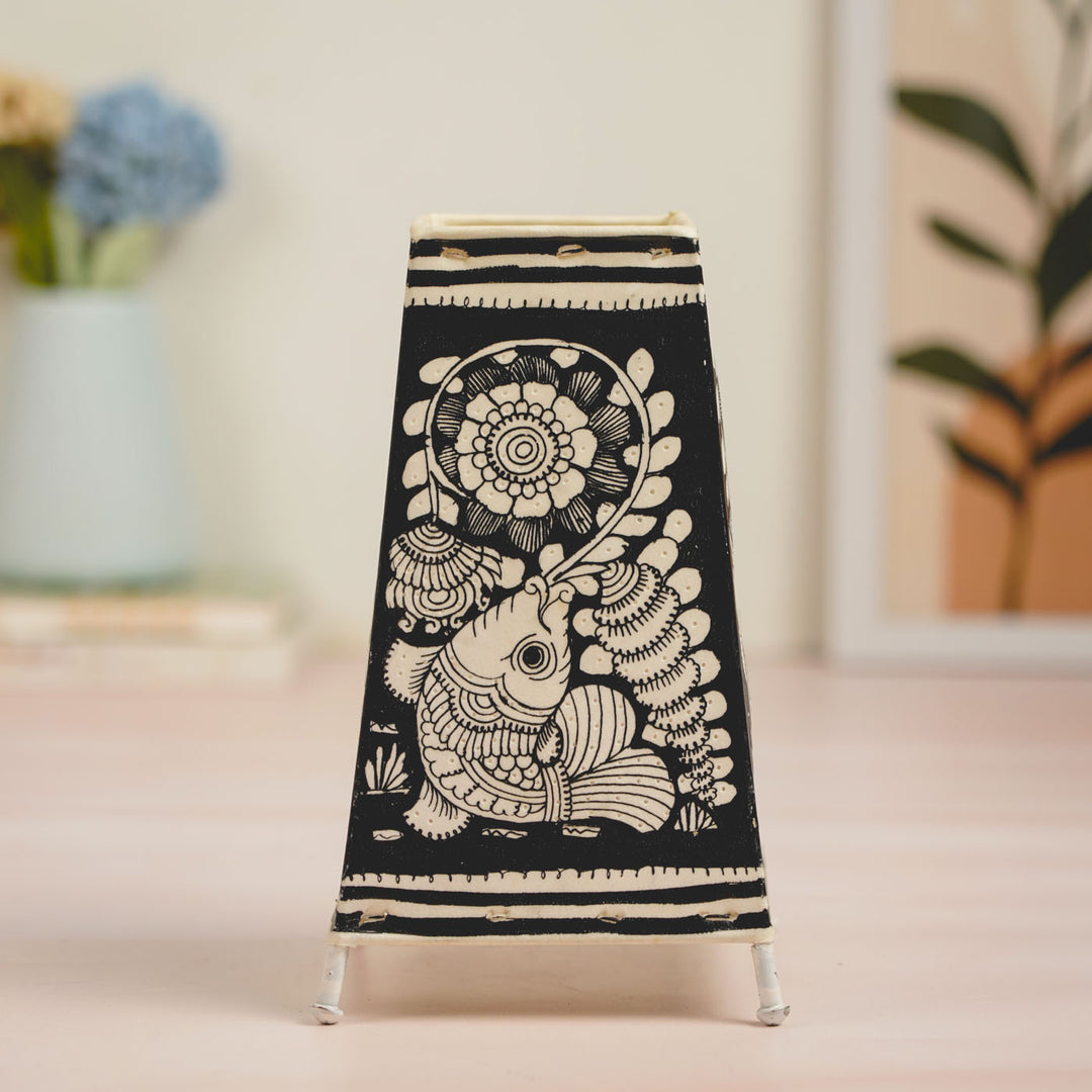 Fish Hand Painted Tholu Bommalata Tabletop Lamp | 9 inches