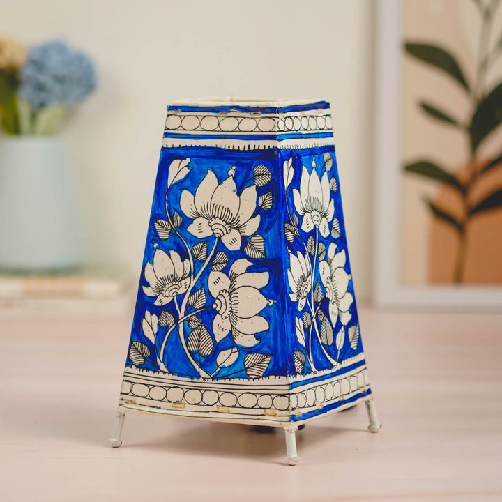 Lotus Hand Painted Tholu Bommalata Tabletop Lamp | 9 inches