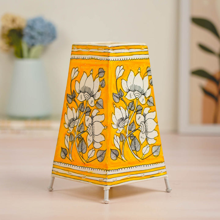 Lotus Hand Painted Tholu Bommalata Tabletop Lamp | 9 inches