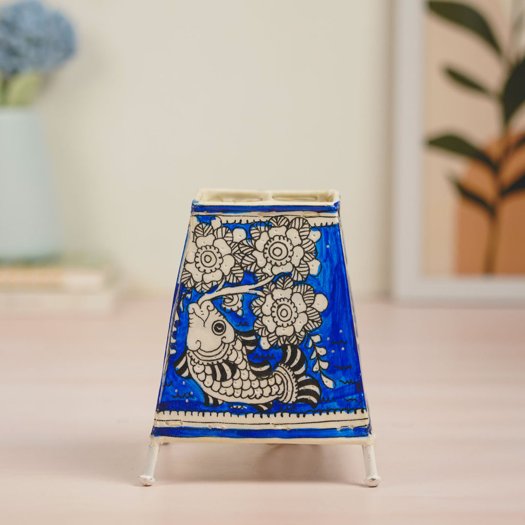 Fish Hand Painted Tholu Bommalata Tabletop Lamp | 6 inches