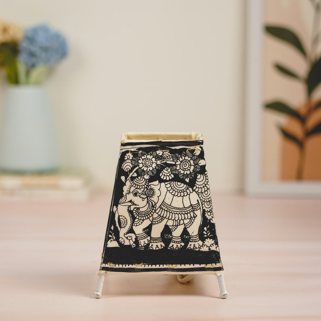 Elephant Hand Painted Tholu Bommalata Tabletop Lamp | 6 inches