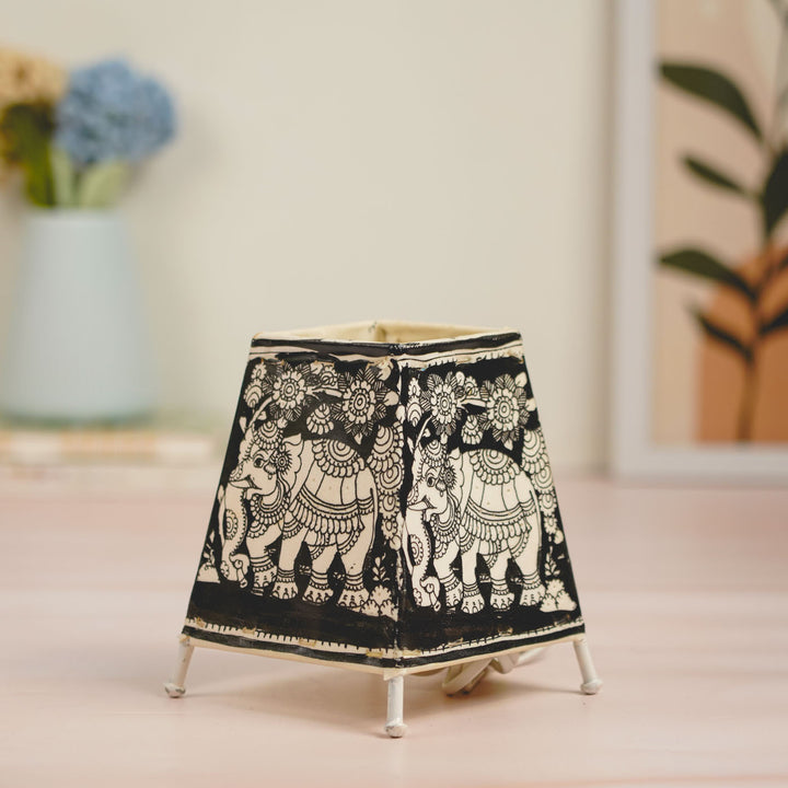 Elephant Hand Painted Tholu Bommalata Tabletop Lamp | 6 inches