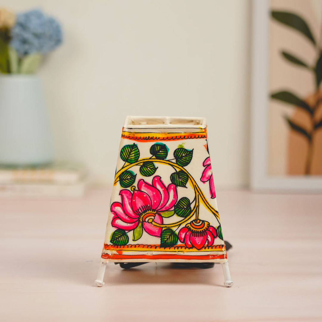 Lotus Hand Painted Tholu Bommalata Tabletop Lamp | 6 inches
