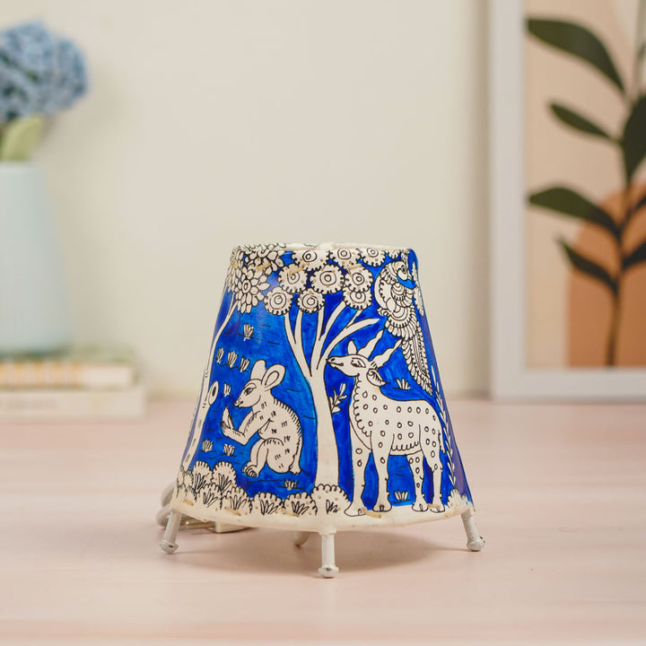 Animal Kingdom Hand Painted Tholu Bommalata Tabletop Lamp | 6 inches