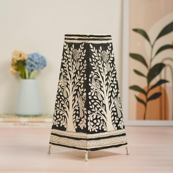 Tree of Life Hand Painted Tholu Bommalata Tabletop Lamp | 13 inches