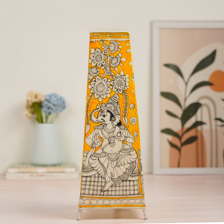 Ganesha Hand Painted Tholu Bommalata Tabletop Lamp | 17 inches