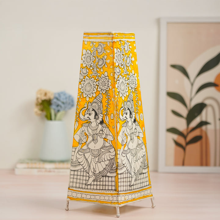 Ganesha Hand Painted Tholu Bommalata Tabletop Lamp | 17 inches