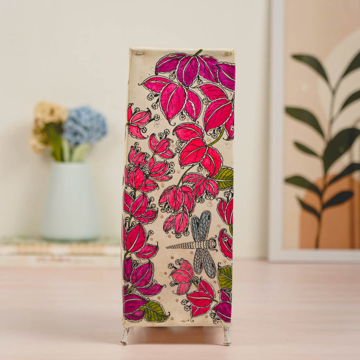 Bougainvillea Hand Painted Tholu Bommalata Tabletop Lamp | 14 inches