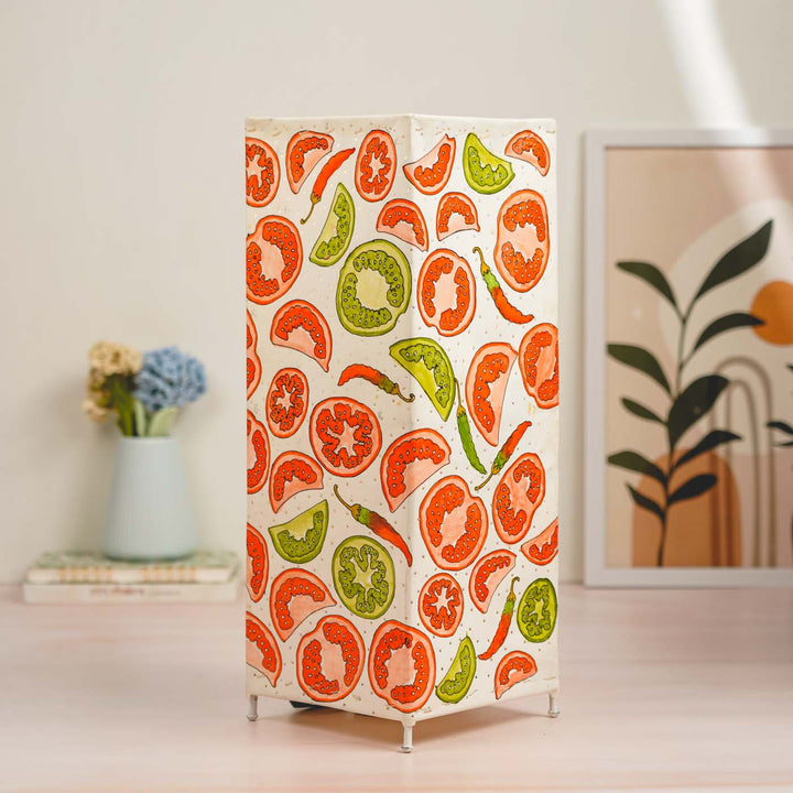 Tomato & chilli Hand Painted Tholu Bommalata Floor Lamp | 19 inches