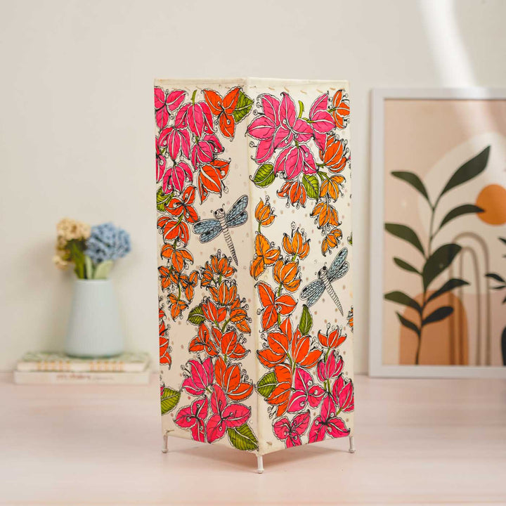 Bougainvillea Hand Painted Tholu Bommalata Floor Lamp | 19 inches