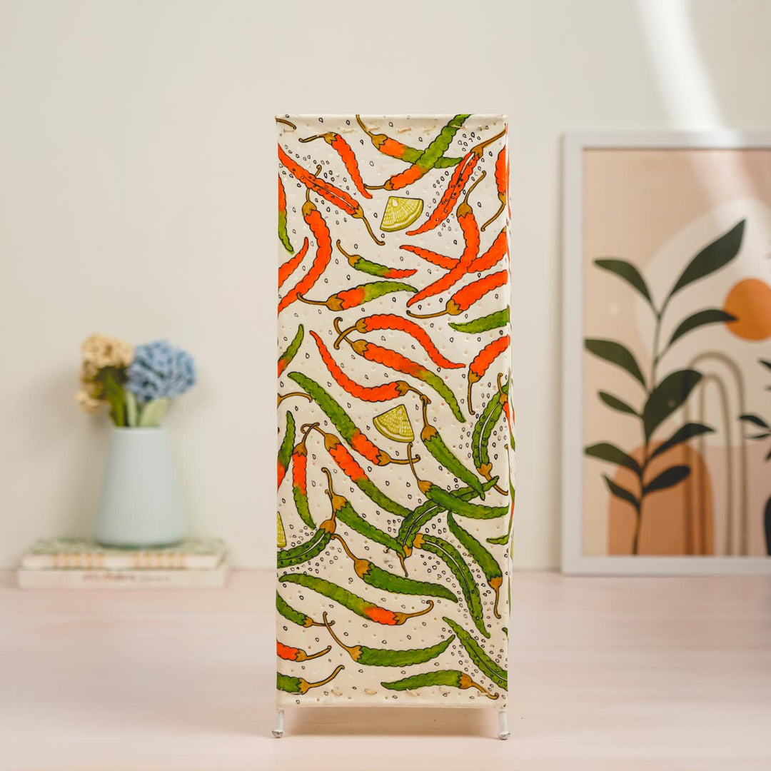 Chillis & Lemon Hand Painted Tholu Bommalata Floor Lamp | 19 inches