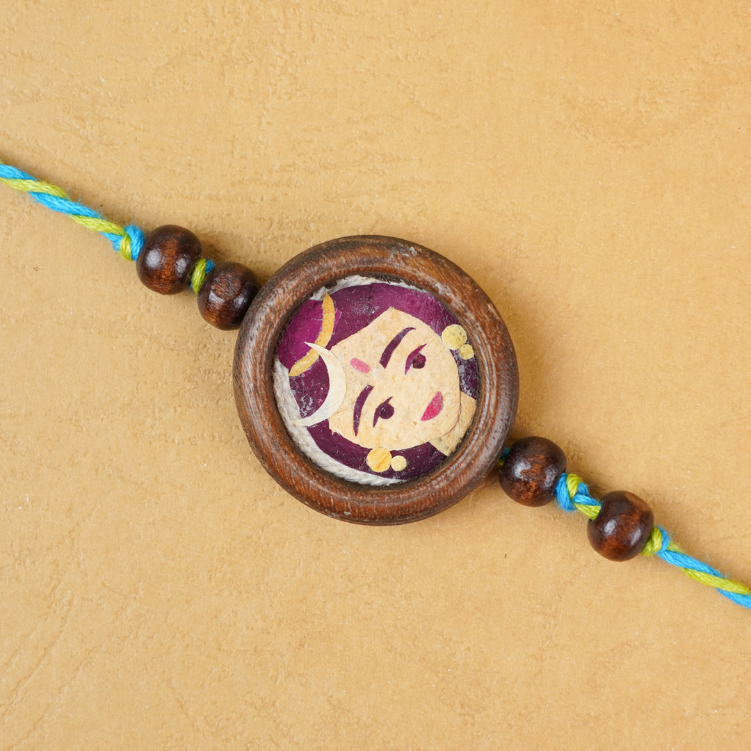 Handmade Eco-friendly Shiv Pressed Flower Rakhi with Roli Chawal
