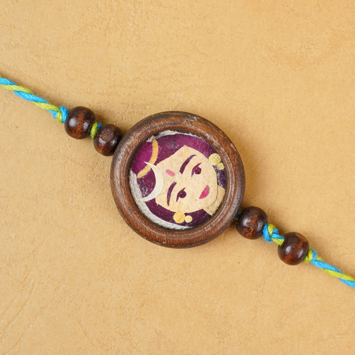 Handmade Eco-friendly Shiv Pressed Flower Rakhi with Roli Chawal