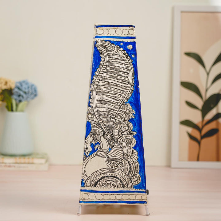 Peacock Hand Painted Tholu Bommalata Tabletop Lamp | 17 inches