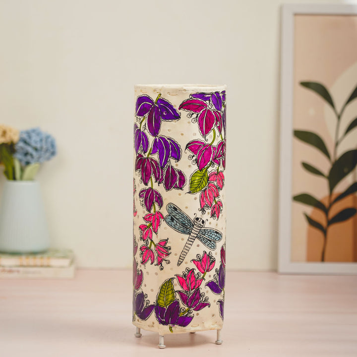 Bougainvillea Hand Painted Tholu Bommalata Tabletop Lamp | 14 inches