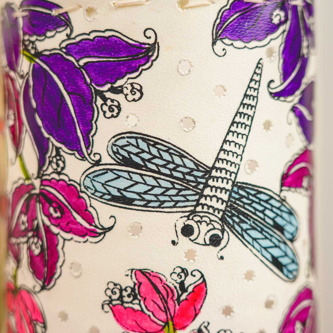 Bougainvillea Hand Painted Tholu Bommalata Tabletop Lamp | 14 inches