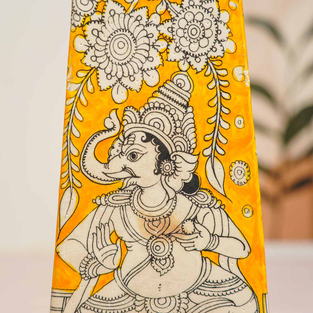 Ganesha Hand Painted Tholu Bommalata Tabletop Lamp | 17 inches