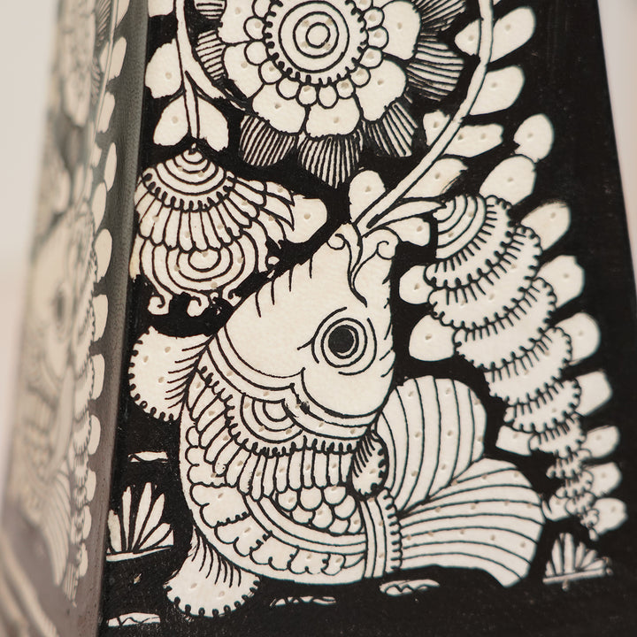 Fish Hand Painted Tholu Bommalata Tabletop Lamp | 9 inches