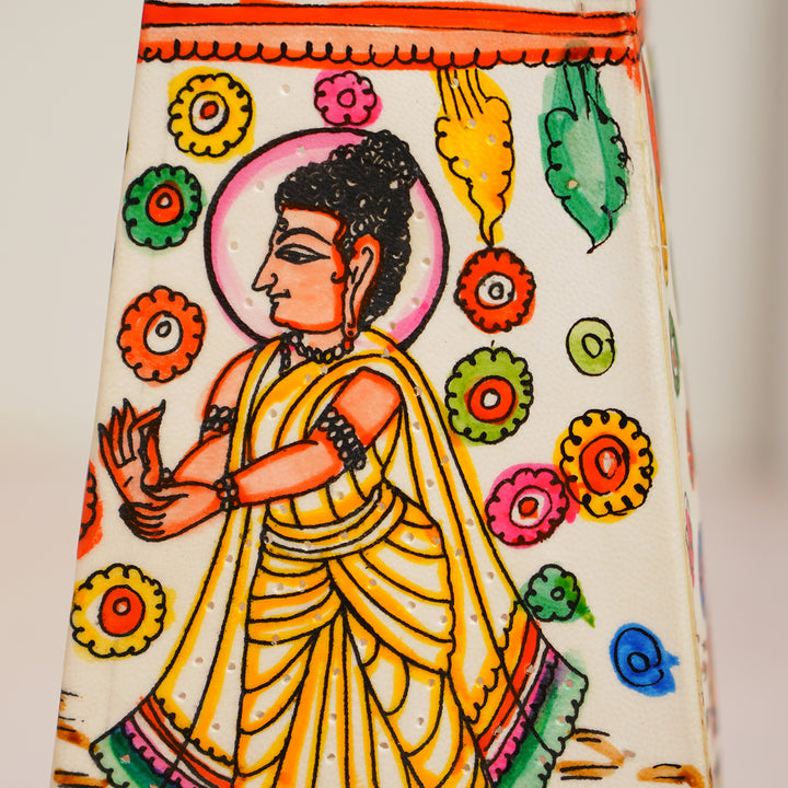 Buddha Hand Painted Tholu Bommalata Tabletop Lamp | 9 inches