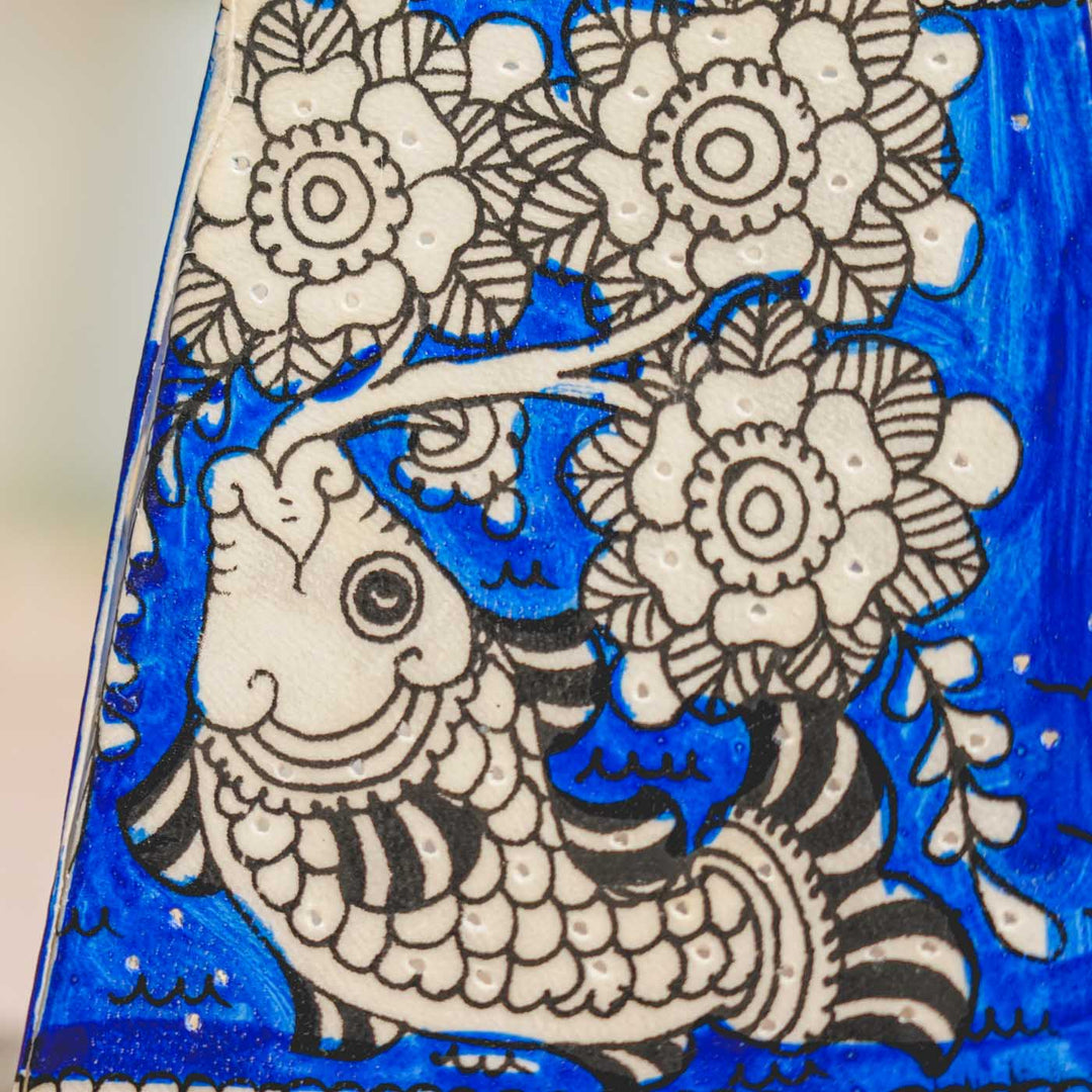 Fish Hand Painted Tholu Bommalata Tabletop Lamp | 6 inches