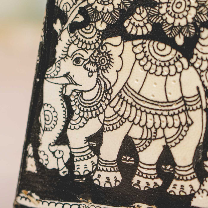 Elephant Hand Painted Tholu Bommalata Tabletop Lamp | 6 inches
