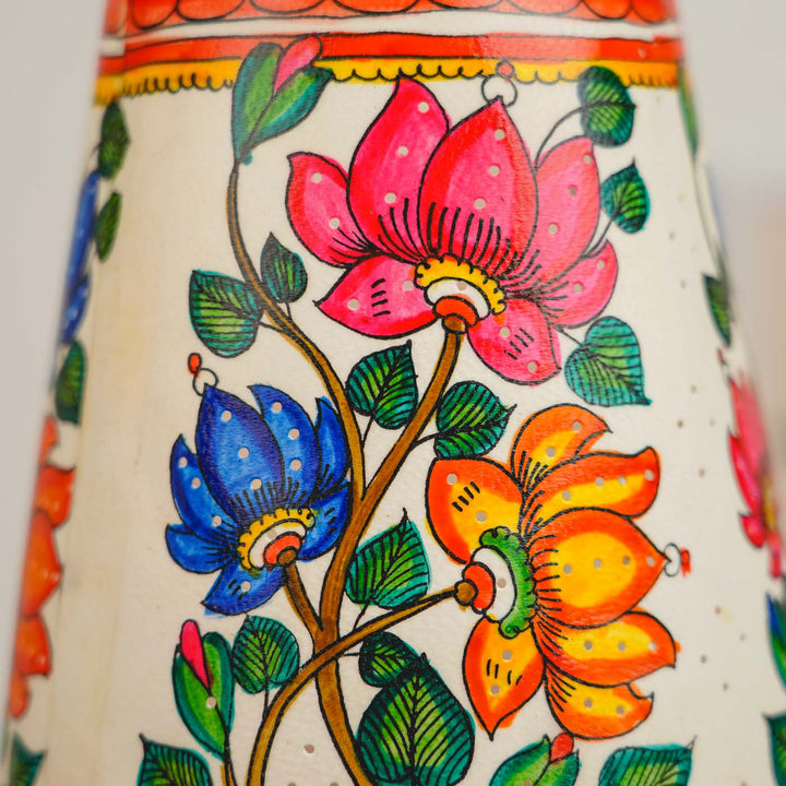 Lotus Hand Painted Tholu Bommalata Hanging Lamp | 8 inches