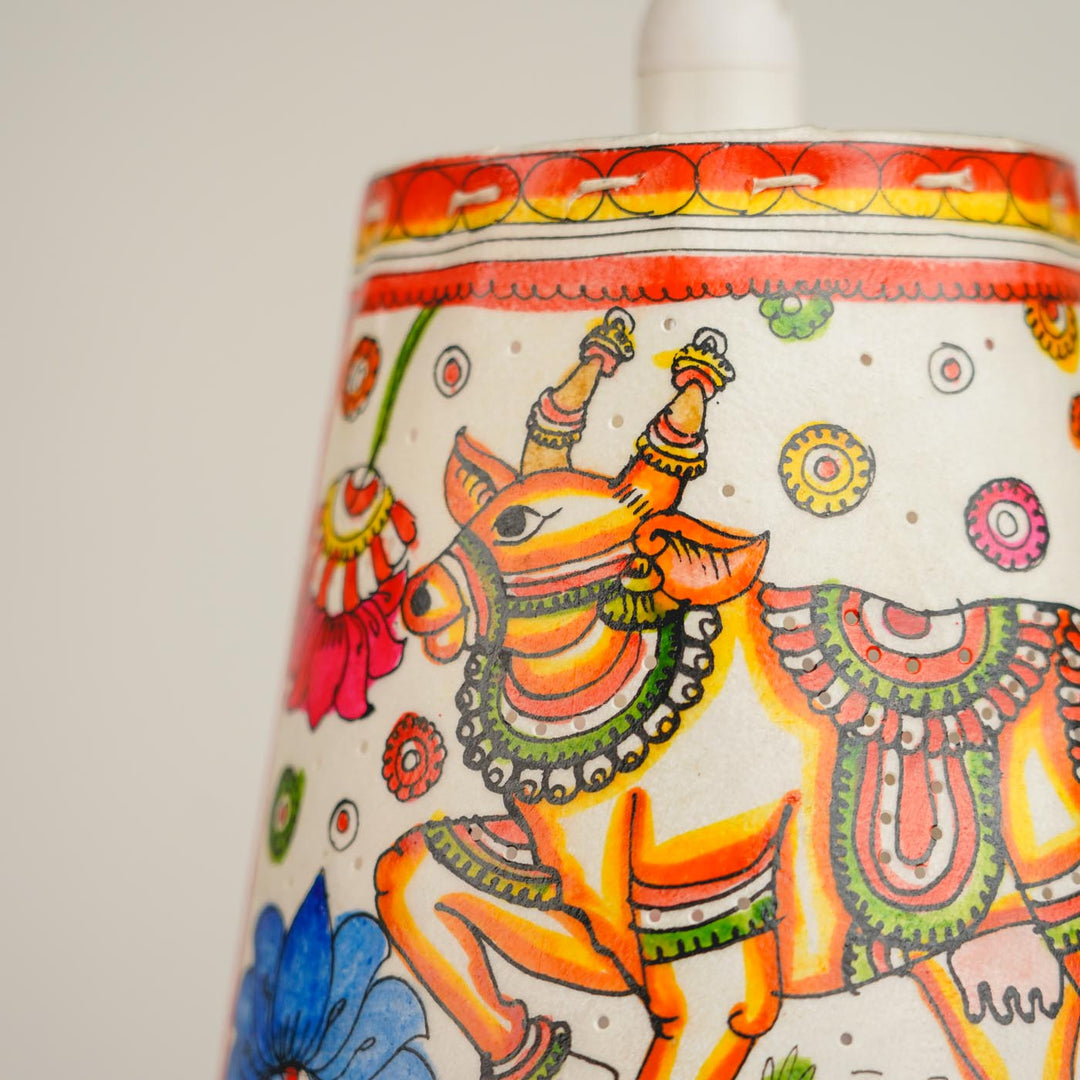 Lotus Hand Painted Tholu Bommalata Hanging Lamp | 8 inches
