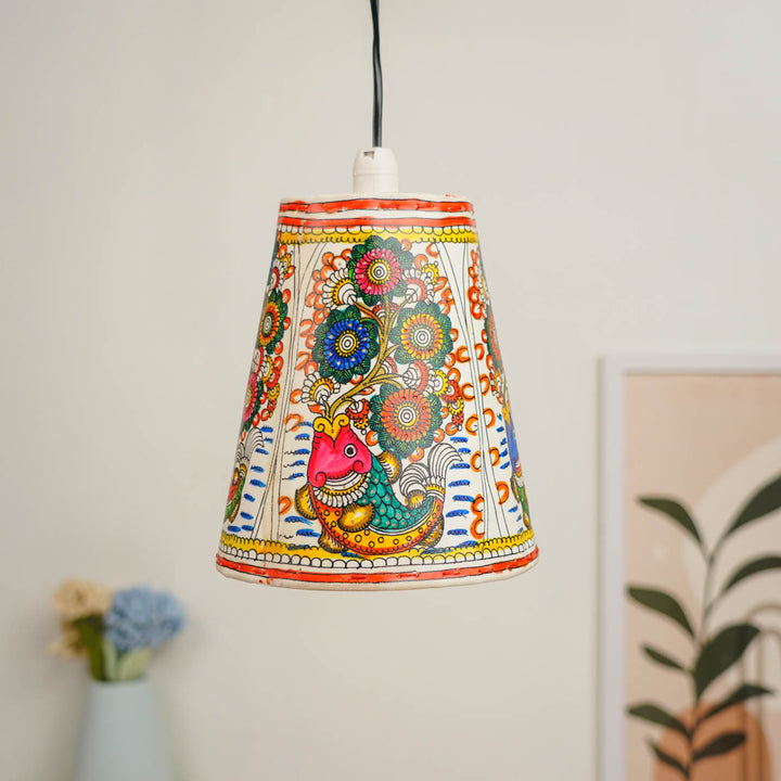 Fish Hand Painted Tholu Bommalata Hanging Lamp | 8 inches
