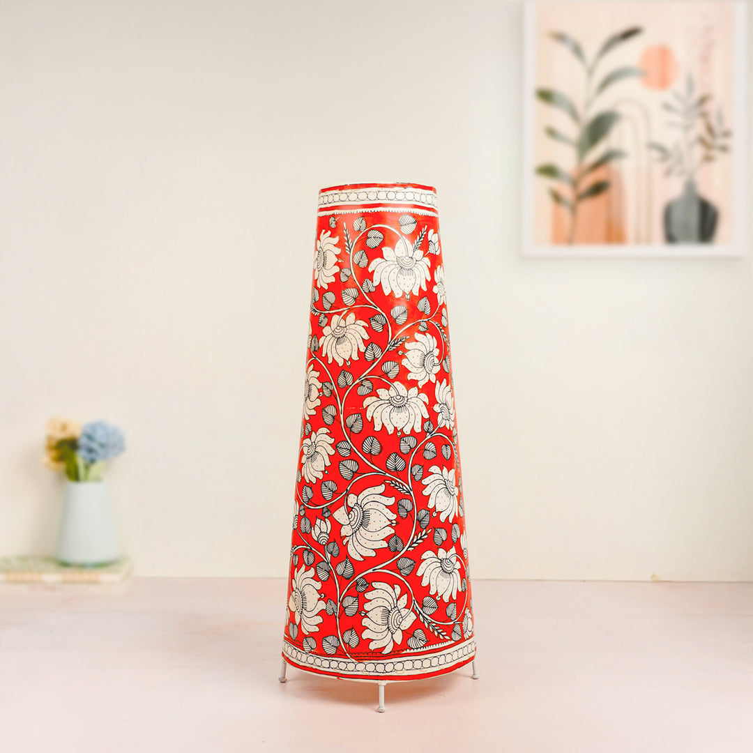 Lotus Hand Painted Tholu Bommalata Floor Lamp | 26 inches