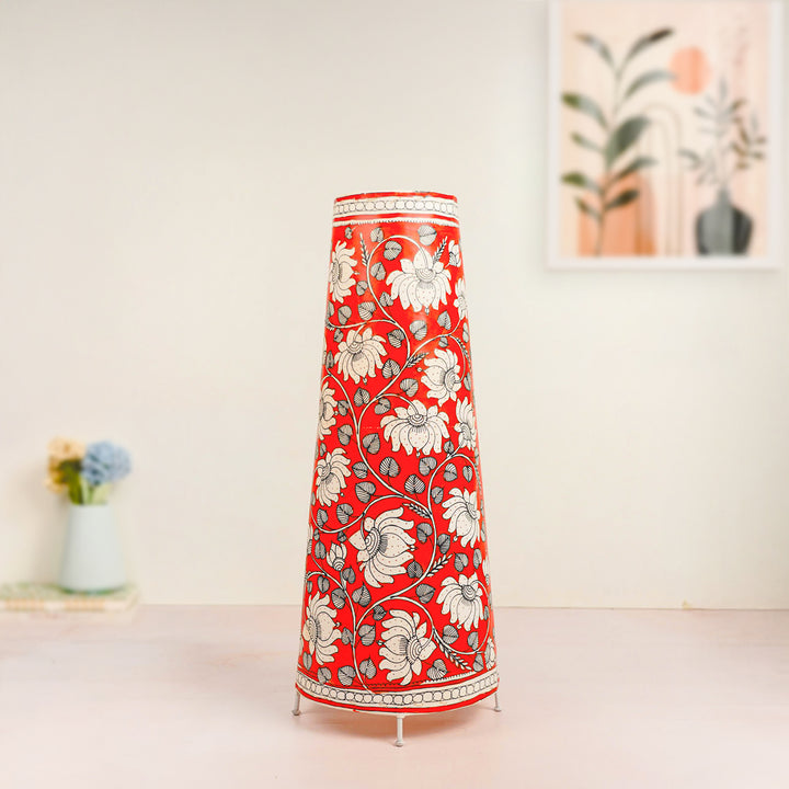 Lotus Hand Painted Tholu Bommalata Floor Lamp | 26 inches