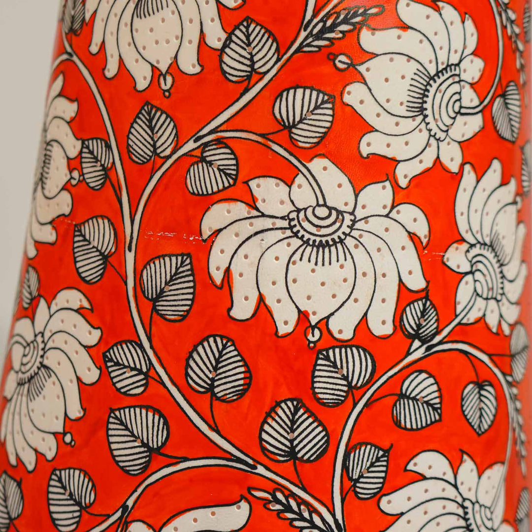 Lotus Hand Painted Tholu Bommalata Floor Lamp | 26 inches