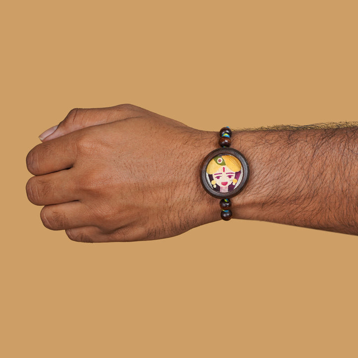 Handmade Eco-friendly Kanha Pressed Flower Rakhi with Roli Chawal