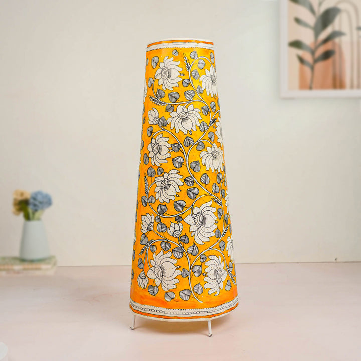 Lotus Hand Painted Tholu Bommalata Floor Lamp | 26 inches