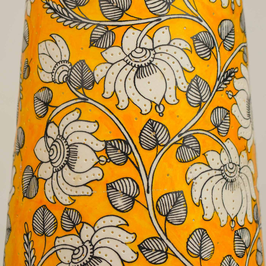 Lotus Hand Painted Tholu Bommalata Floor Lamp | 26 inches