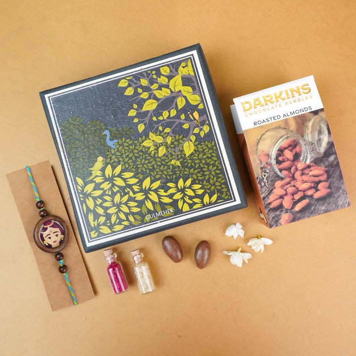 Handmade Eco-friendly Shiv Pressed Flower Rakhi with Roli Chawal