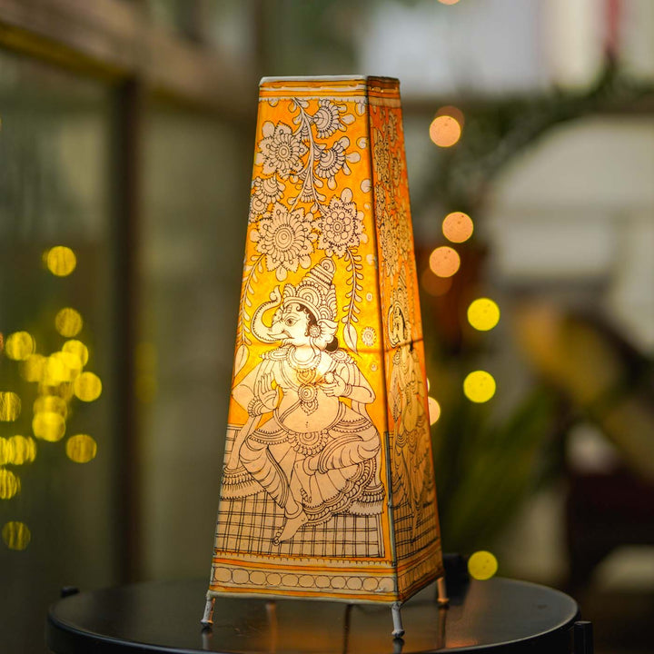Ganesha Hand Painted Tholu Bommalata Tabletop Lamp | 17 inches