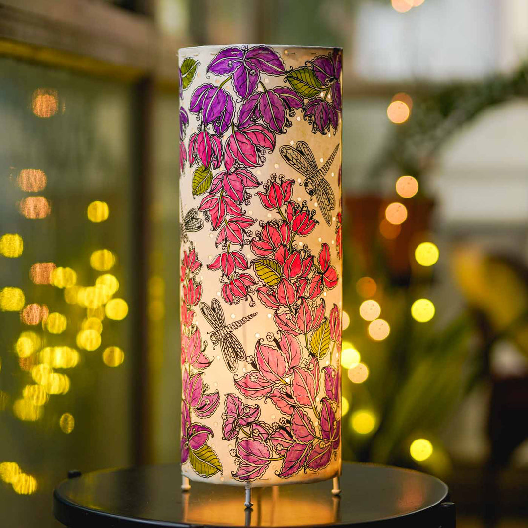 Bougainvillea Hand Painted Tholu Bommalata Floor Lamp | 19 inches