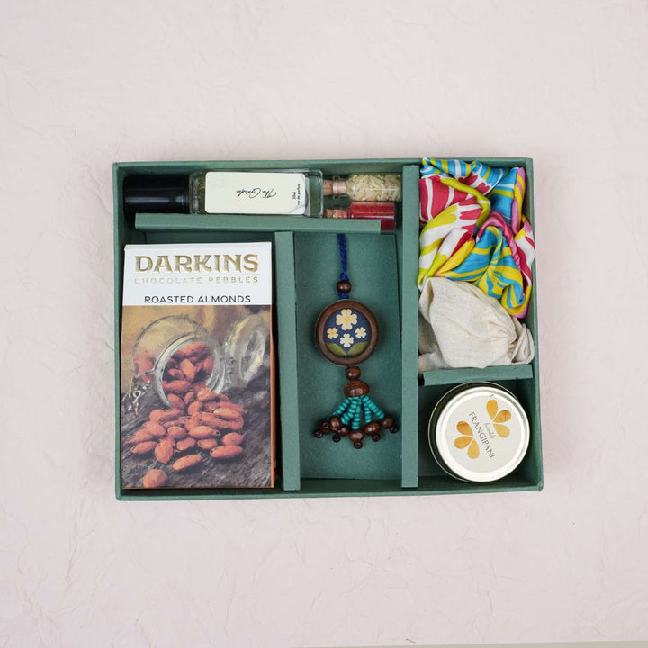 Handmade Eco-friendly Pressed Flower Rakhi Gift Hamper for Sisters I Set of 7