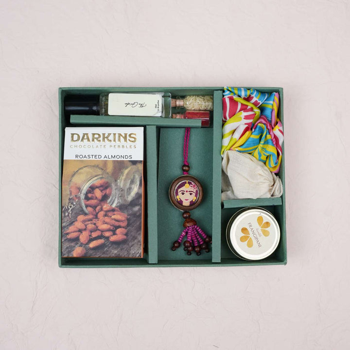 Handmade Eco-friendly Pressed Flower Rakhi Gift Hamper for Sisters I Set of 7